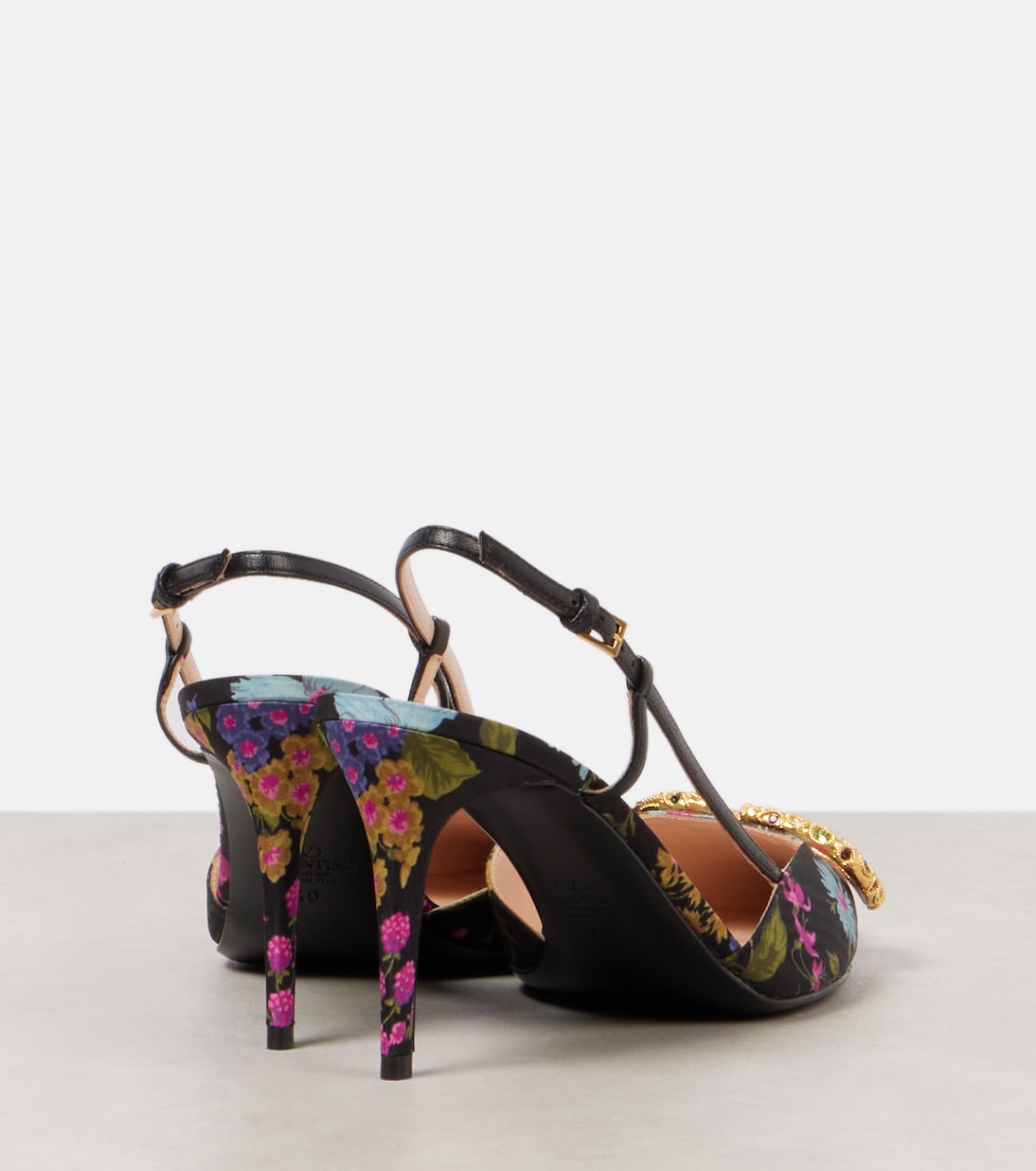 Escarpins slingback VLogo Signature 80 à fleurs | Valentino Garavani