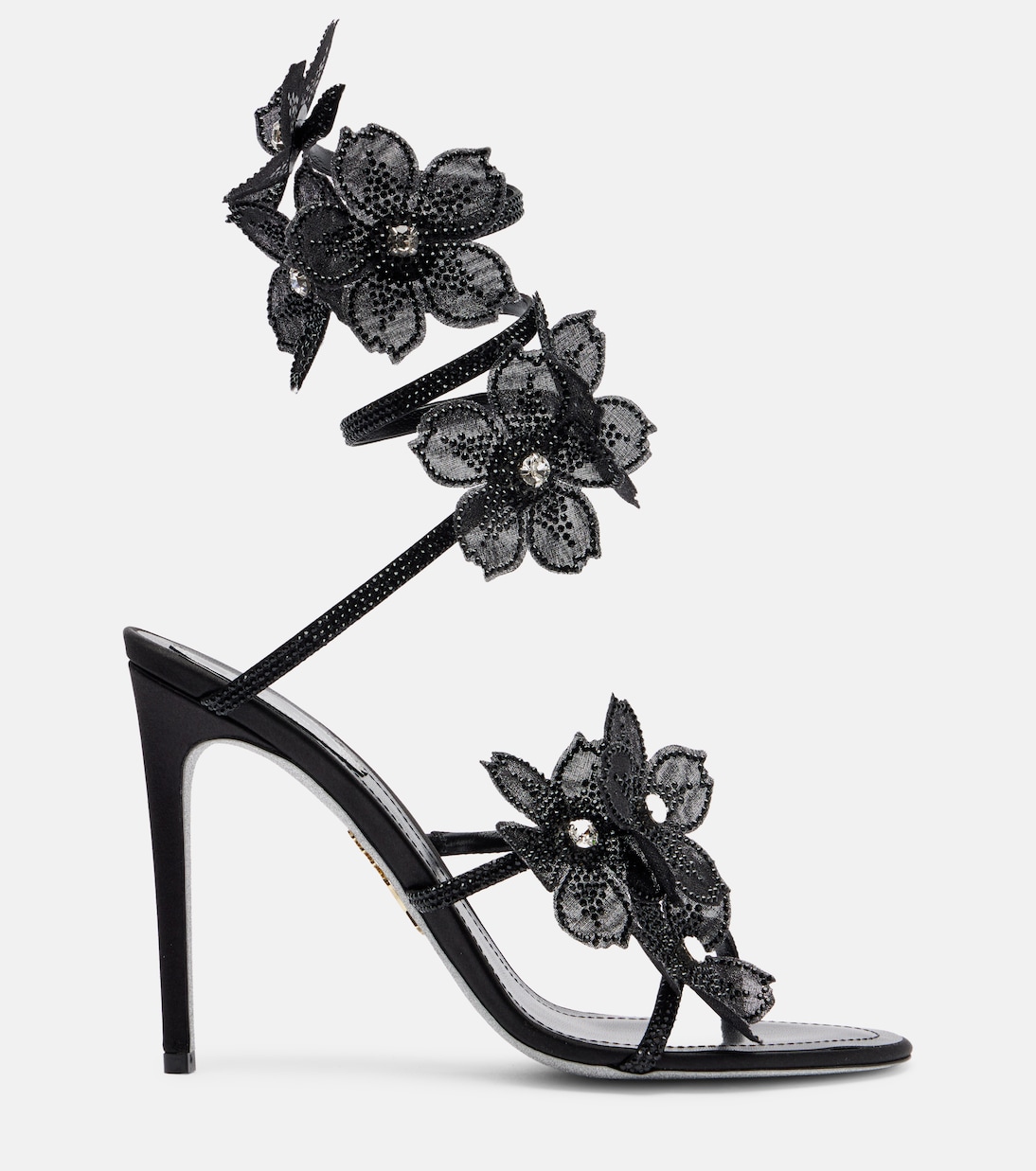 Floriane floral-appliqué satin sandals  | Rene Caovilla