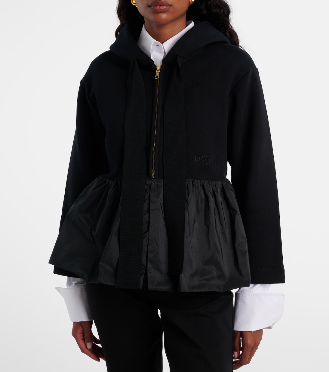 Faille-trimmed cotton jersey zip-up hoodie | Patou