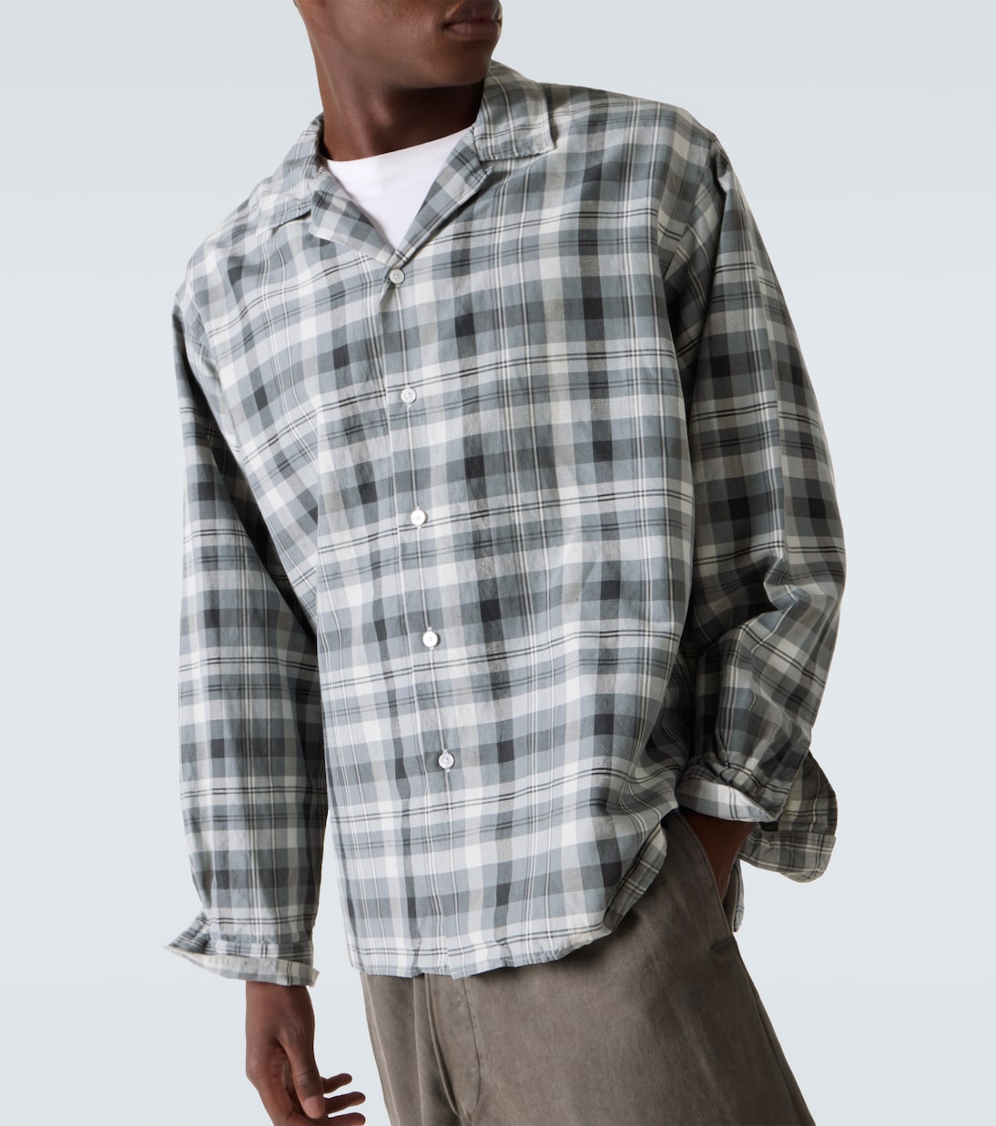 Checked silk and linen shirt | A.Presse
