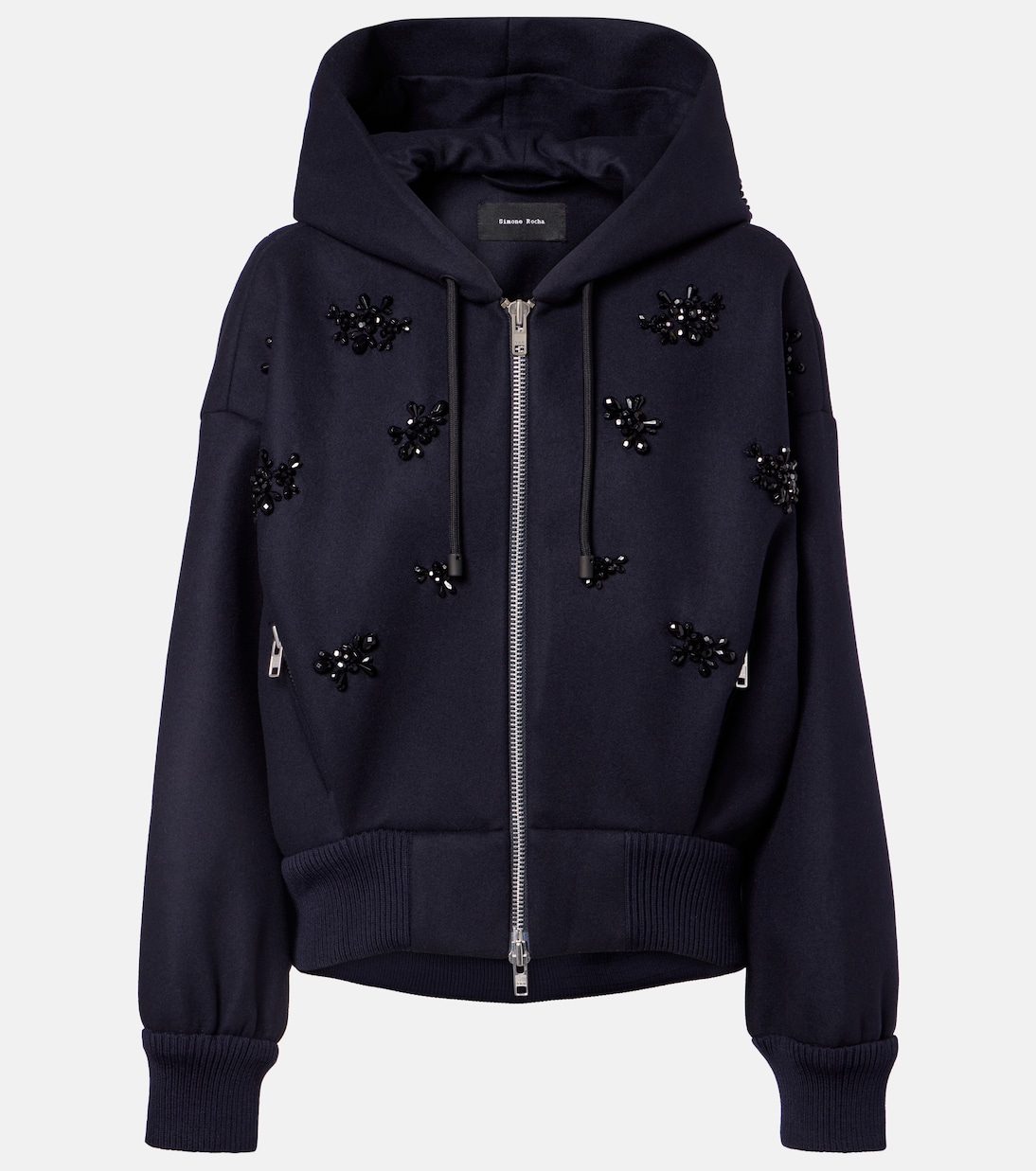 Turbo embellished wool-blend hoodie | Simone Rocha