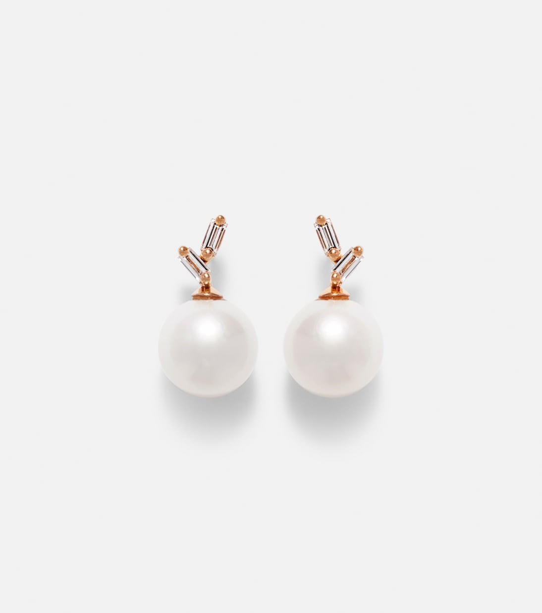 Boucles d’oreilles en or rose 18 ct, diamants et perles | Suzanne Kalan