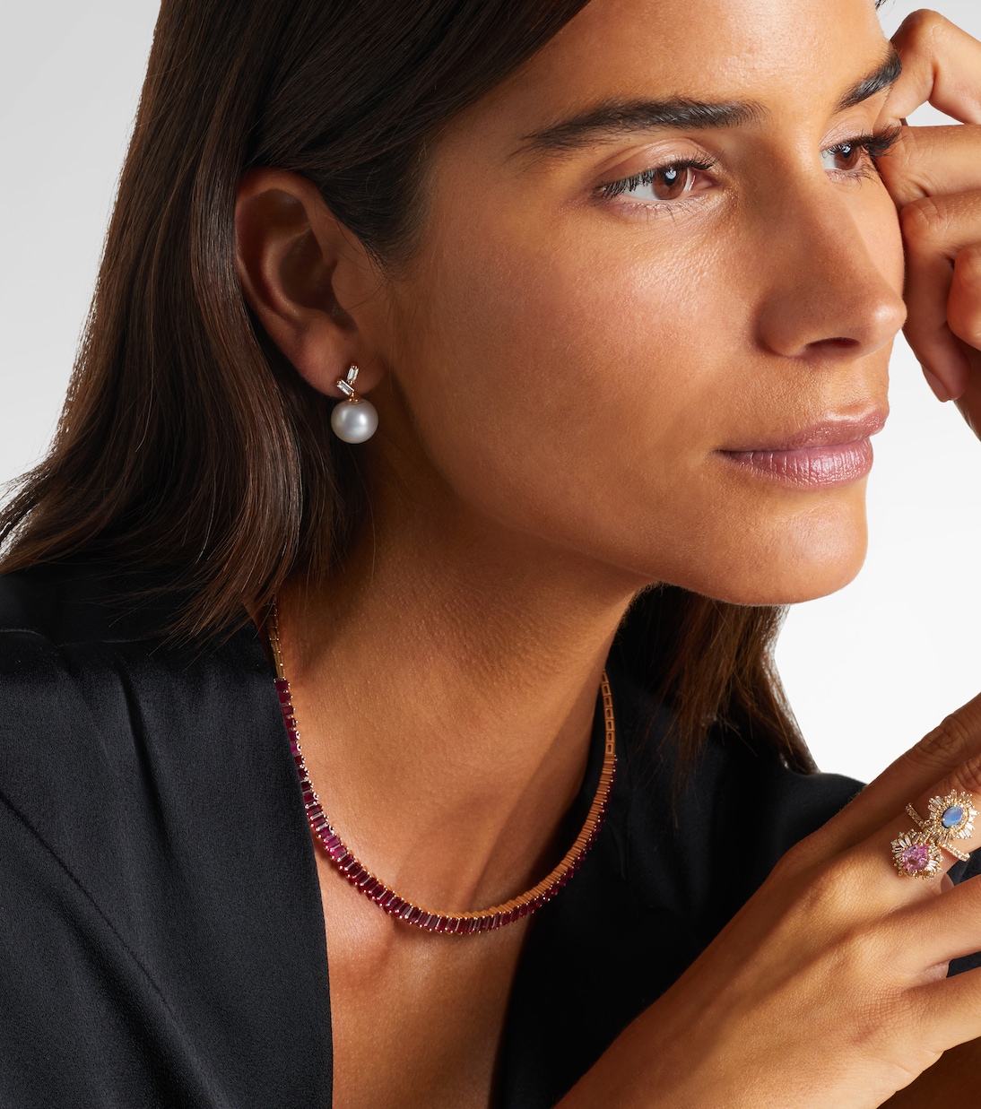 Boucles d’oreilles en or rose 18 ct, diamants et perles | Suzanne Kalan