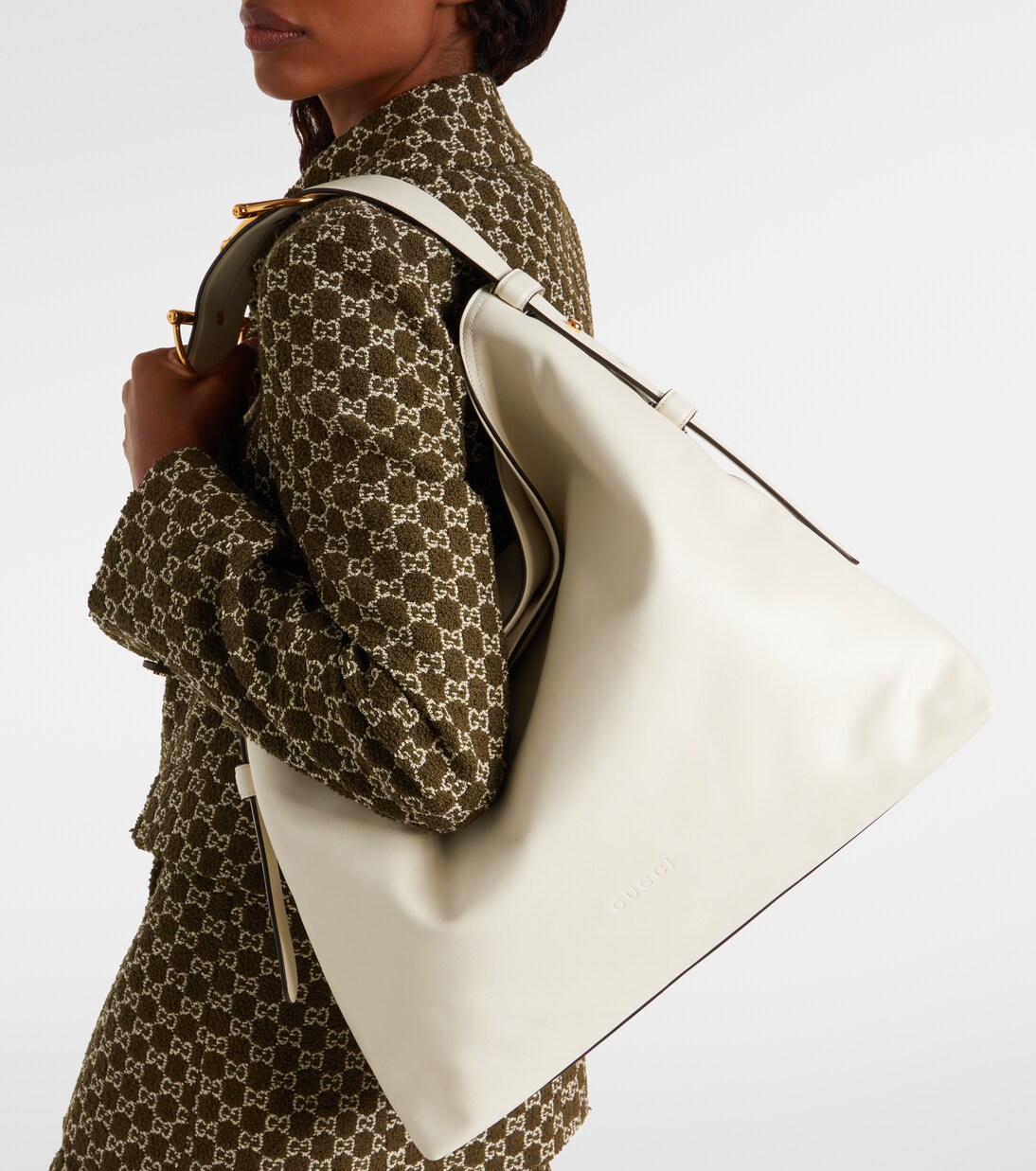 Maxi Horsebit L号皮革托特包 | Gucci