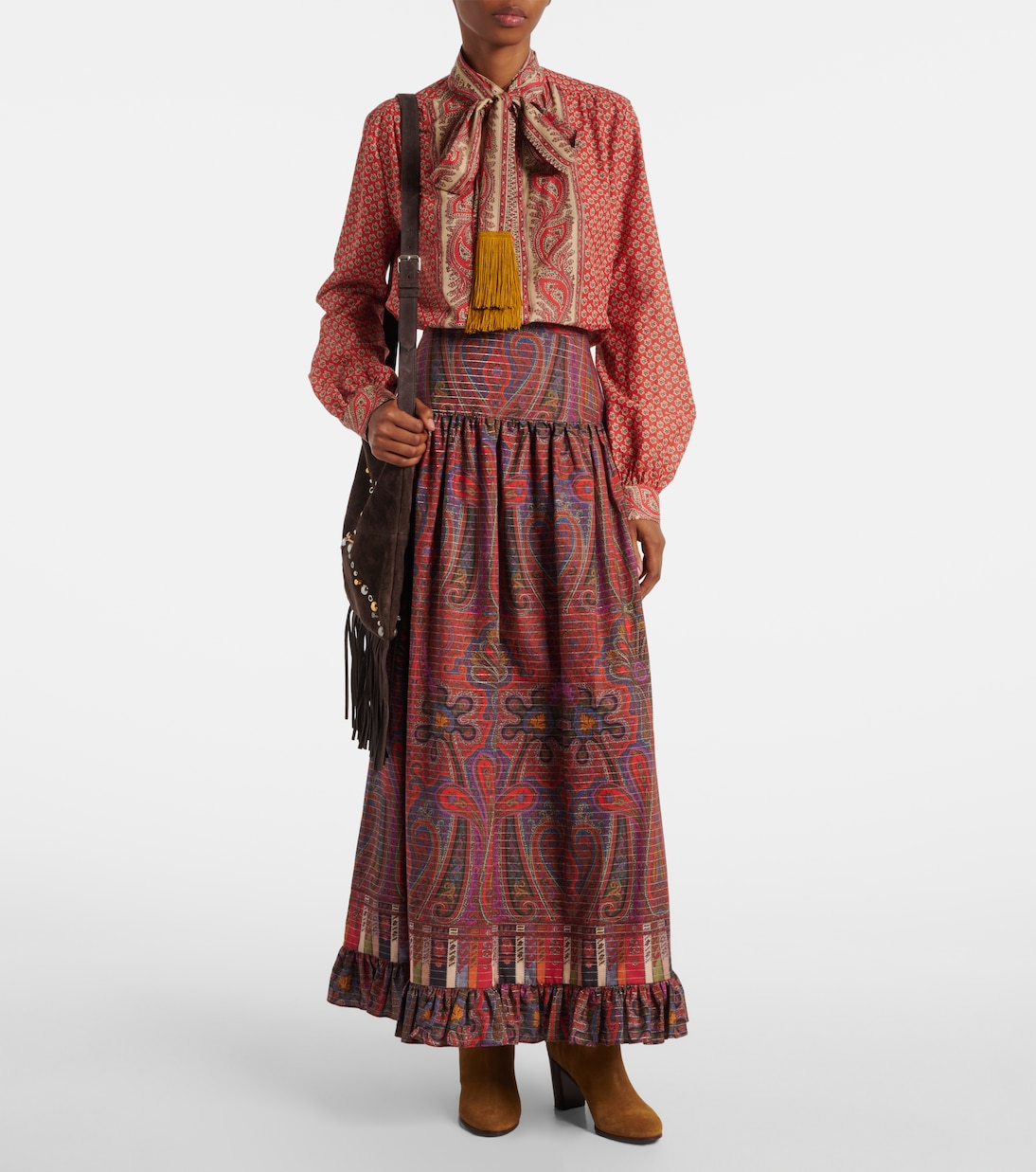 Printed high-rise cotton maxi skirt | Valentino