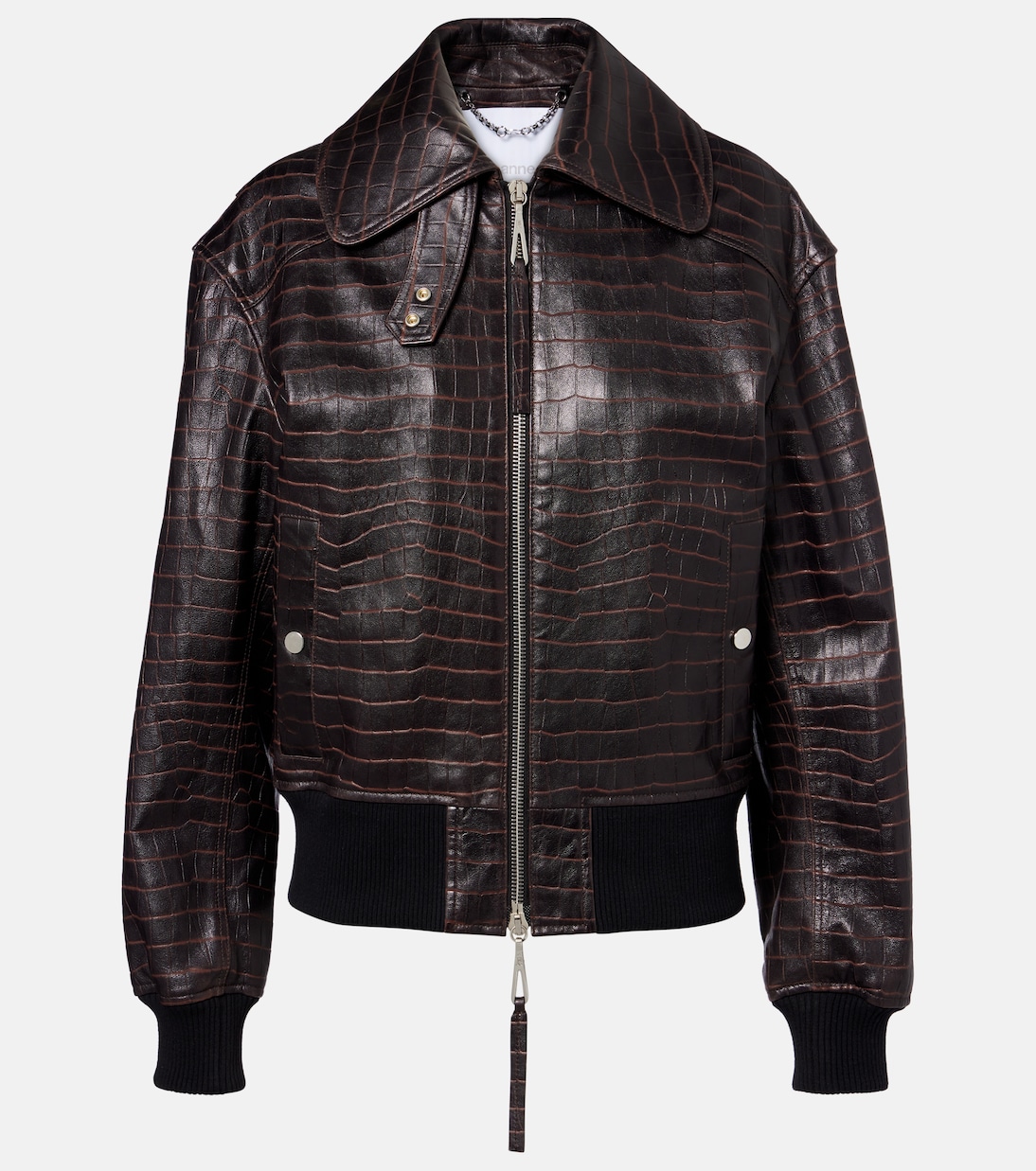 Croc-effect leather blouson jacket | Rabanne