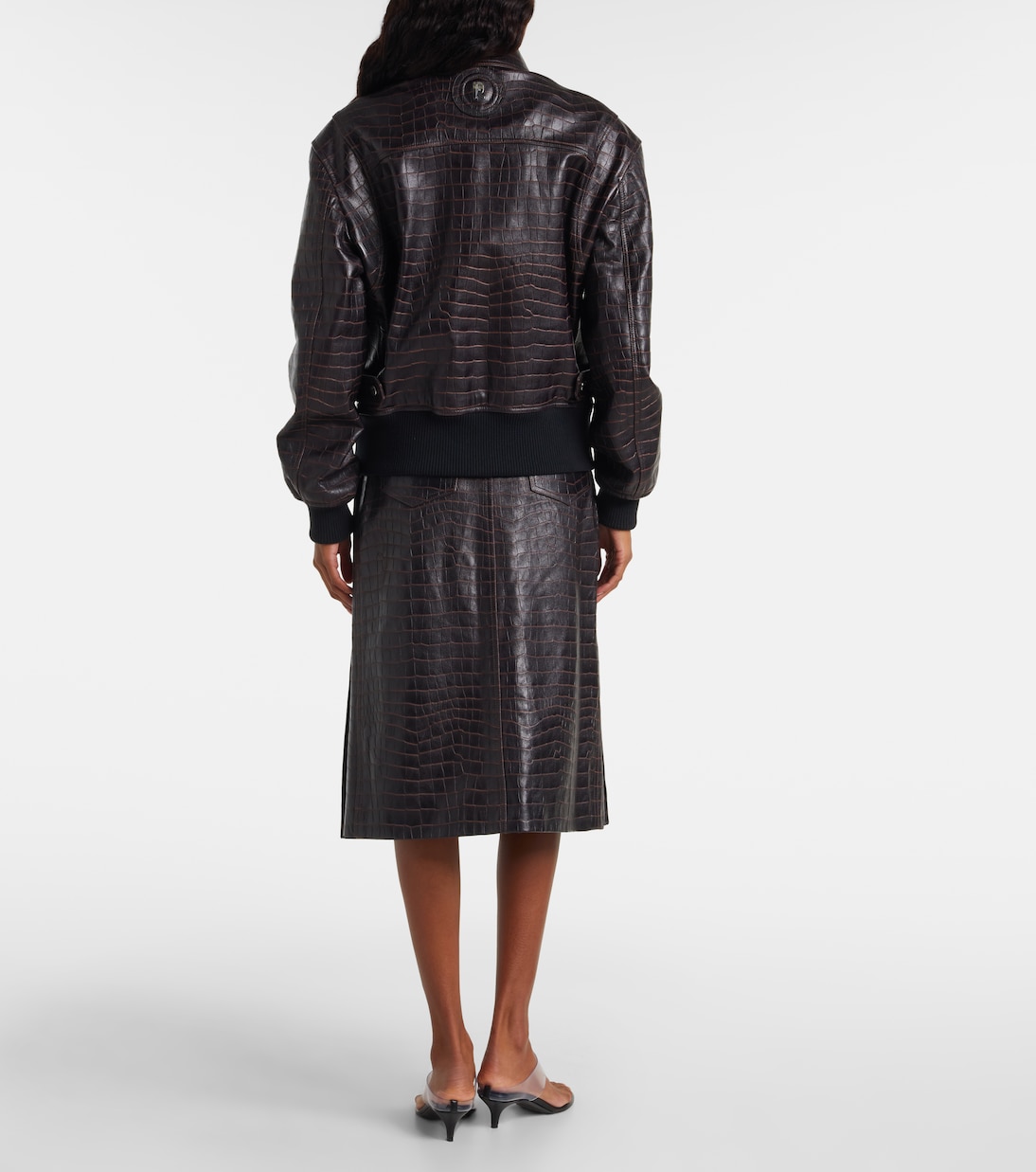 Croc-effect leather blouson jacket | Rabanne