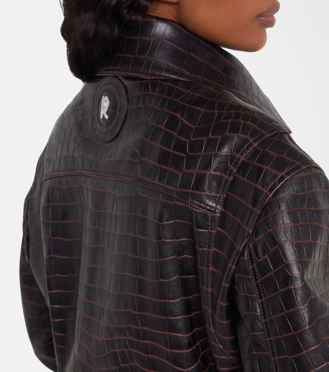 Croc-effect leather blouson jacket | Rabanne