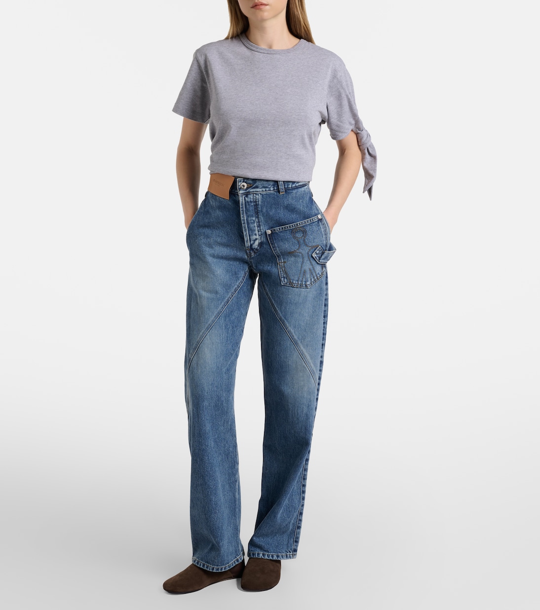 Bestickte High-Rise Straight Jeans | JW Anderson