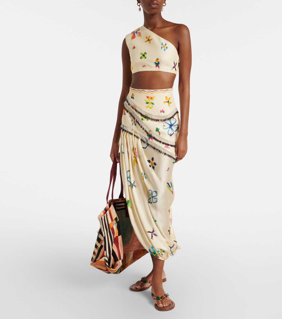 Sidi printed linen-blend crop top | Alémais