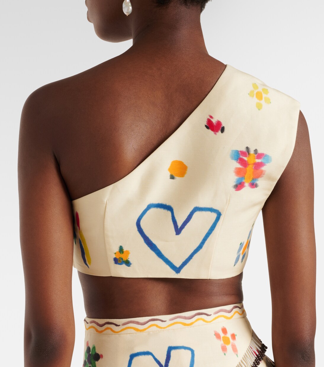 Sidi printed linen-blend crop top | Alémais