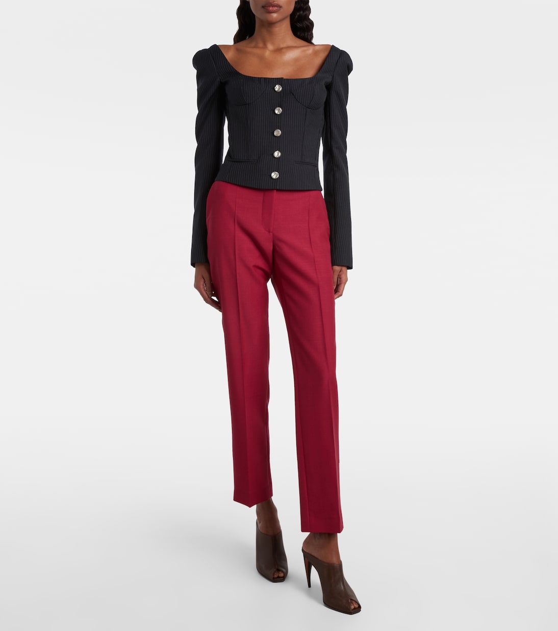 Cropped wool and mohair slim pants | McQueen