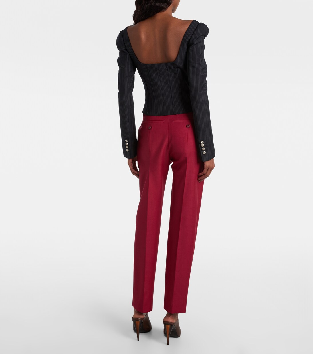 Cropped wool and mohair slim pants | McQueen