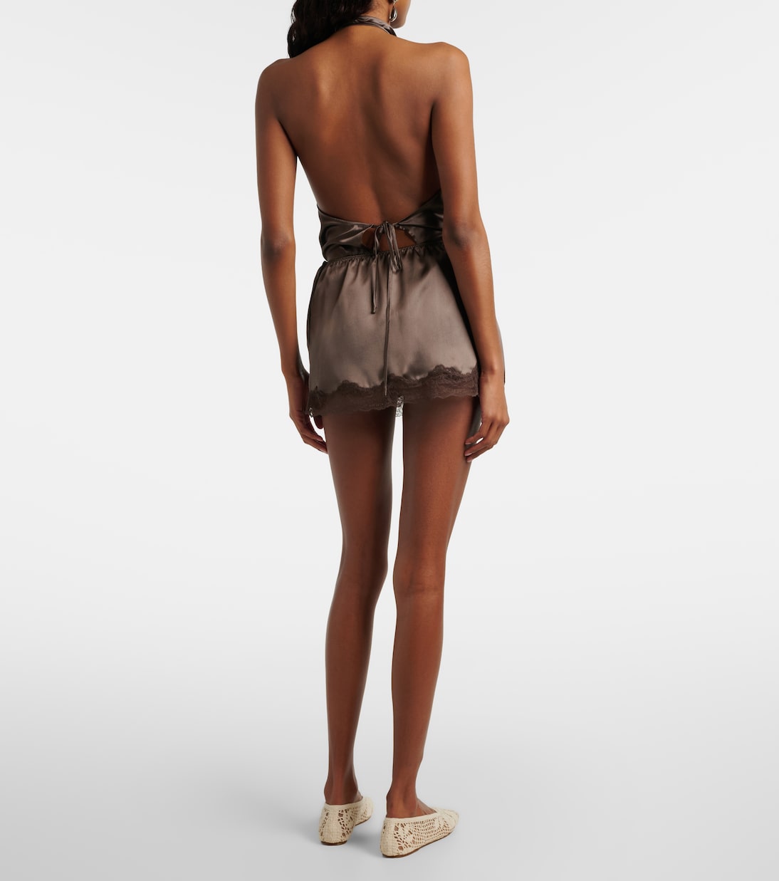 Lace-trimmed silk satin miniskirt | Magda Butrym