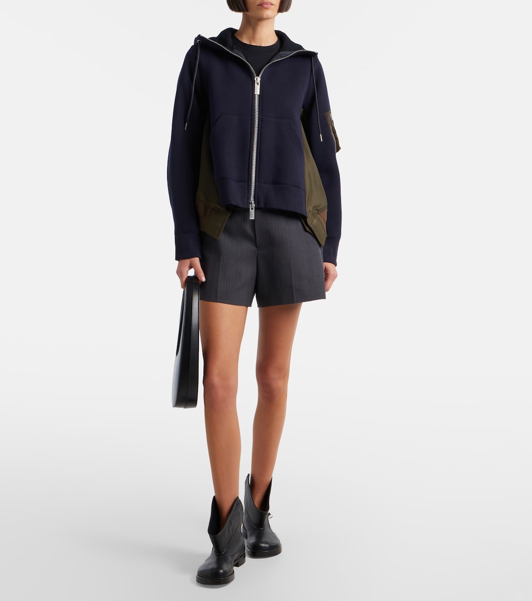 Paneled zip-up hoodie | Sacai