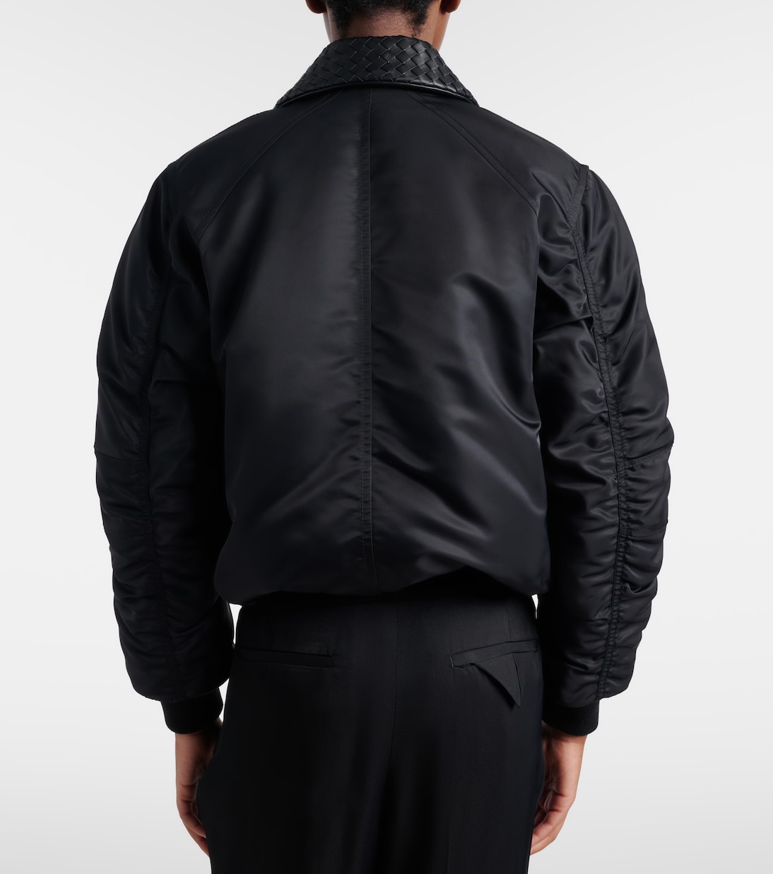 Veste blouson Intrecciato à finitions en cuir | Bottega Veneta