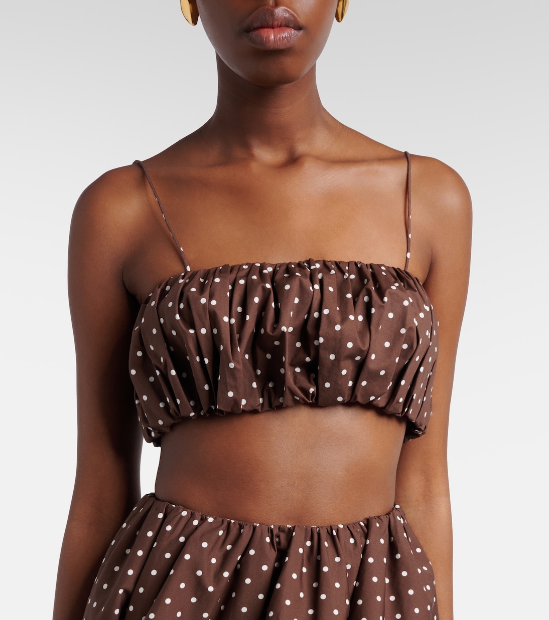 Polka-dot cotton-blend crop top | Rotate
