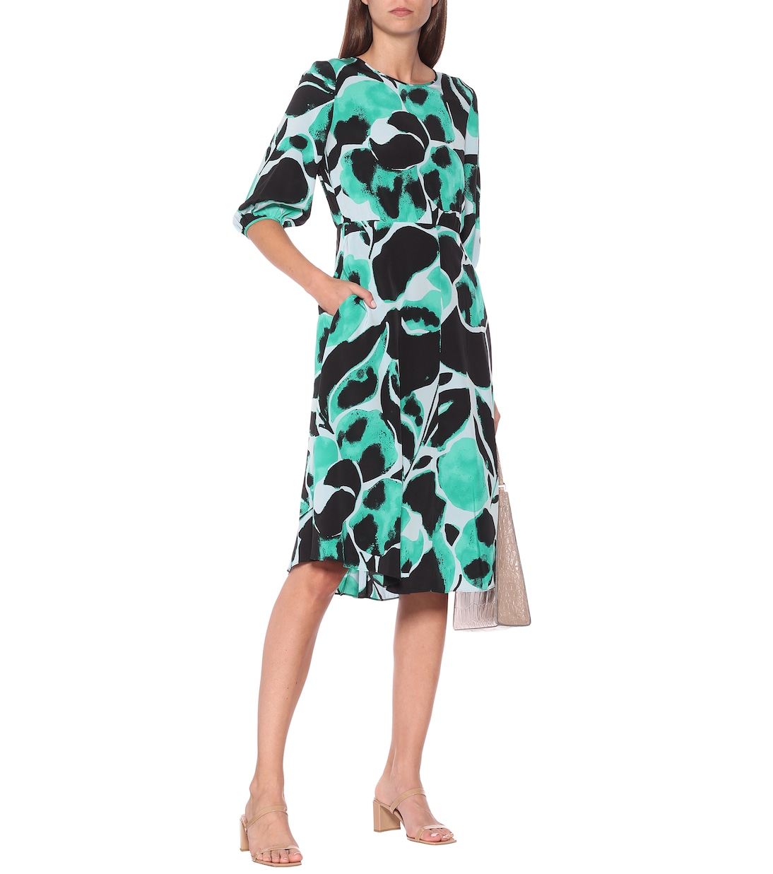 Vestido midi de sarga de seda | Diane von Furstenberg