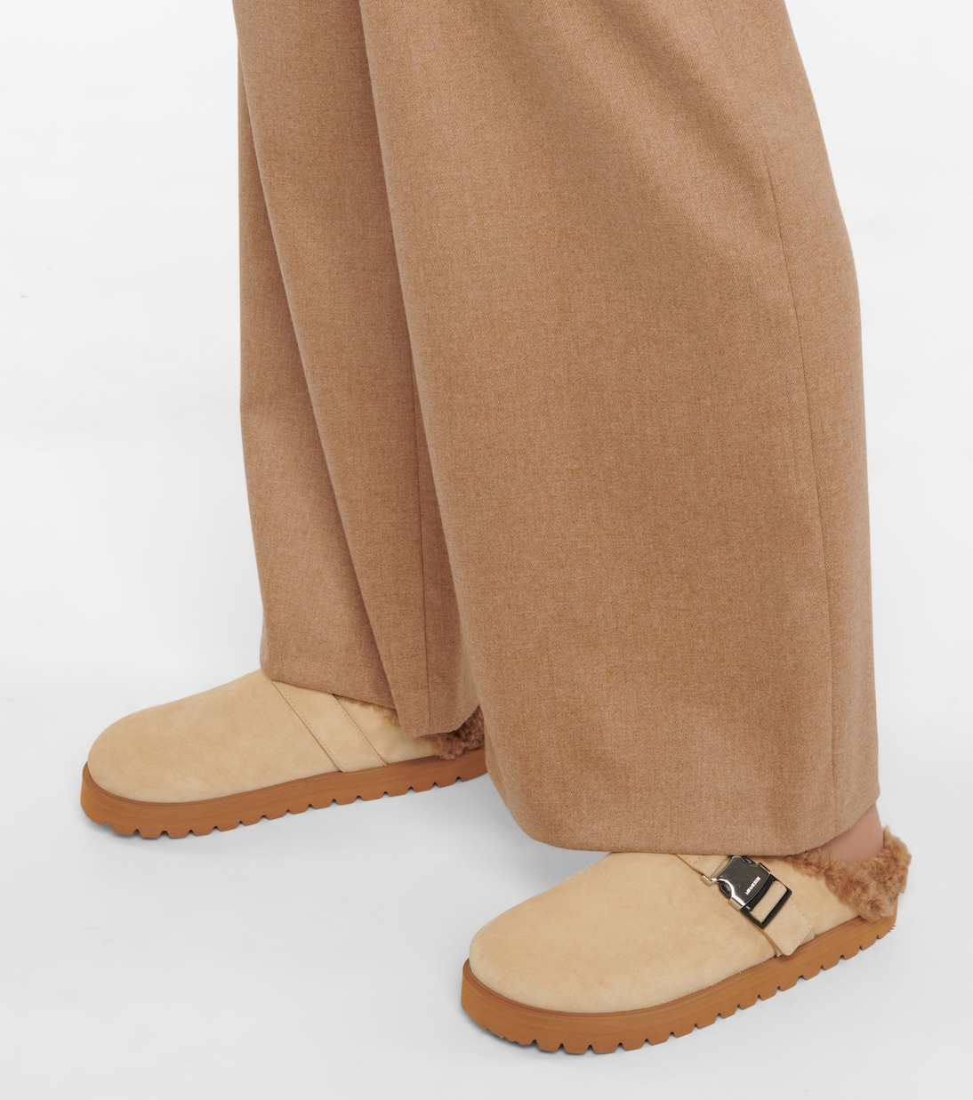 Mon suede and faux shearling slippers | Moncler