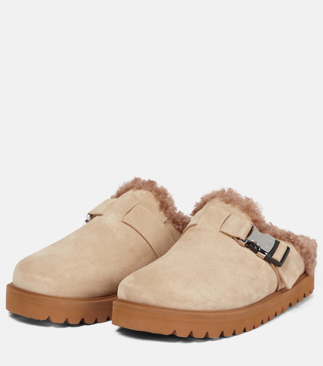 Mon suede and faux shearling slippers | Moncler