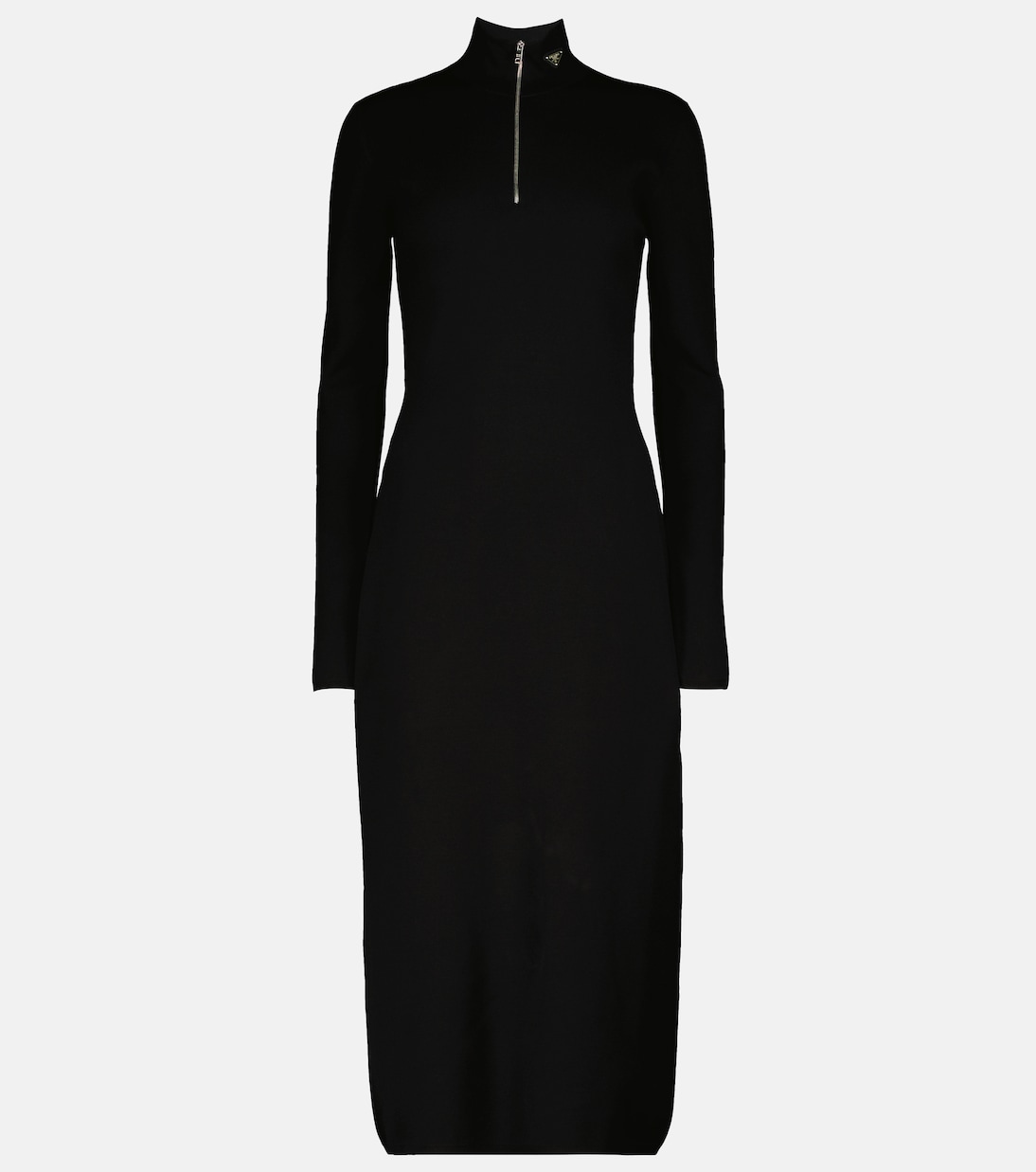 Abito midi in misto lana con zip | Prada