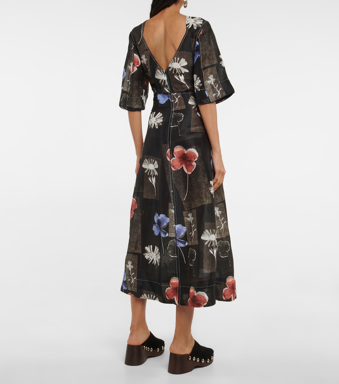 Floral linen and silk maxi dress in multicoloured - Ganni | Mytheresa