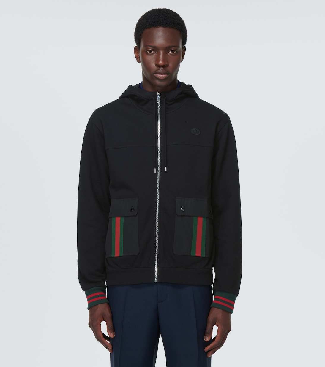 Web Stripe cotton jersey jacket | Gucci