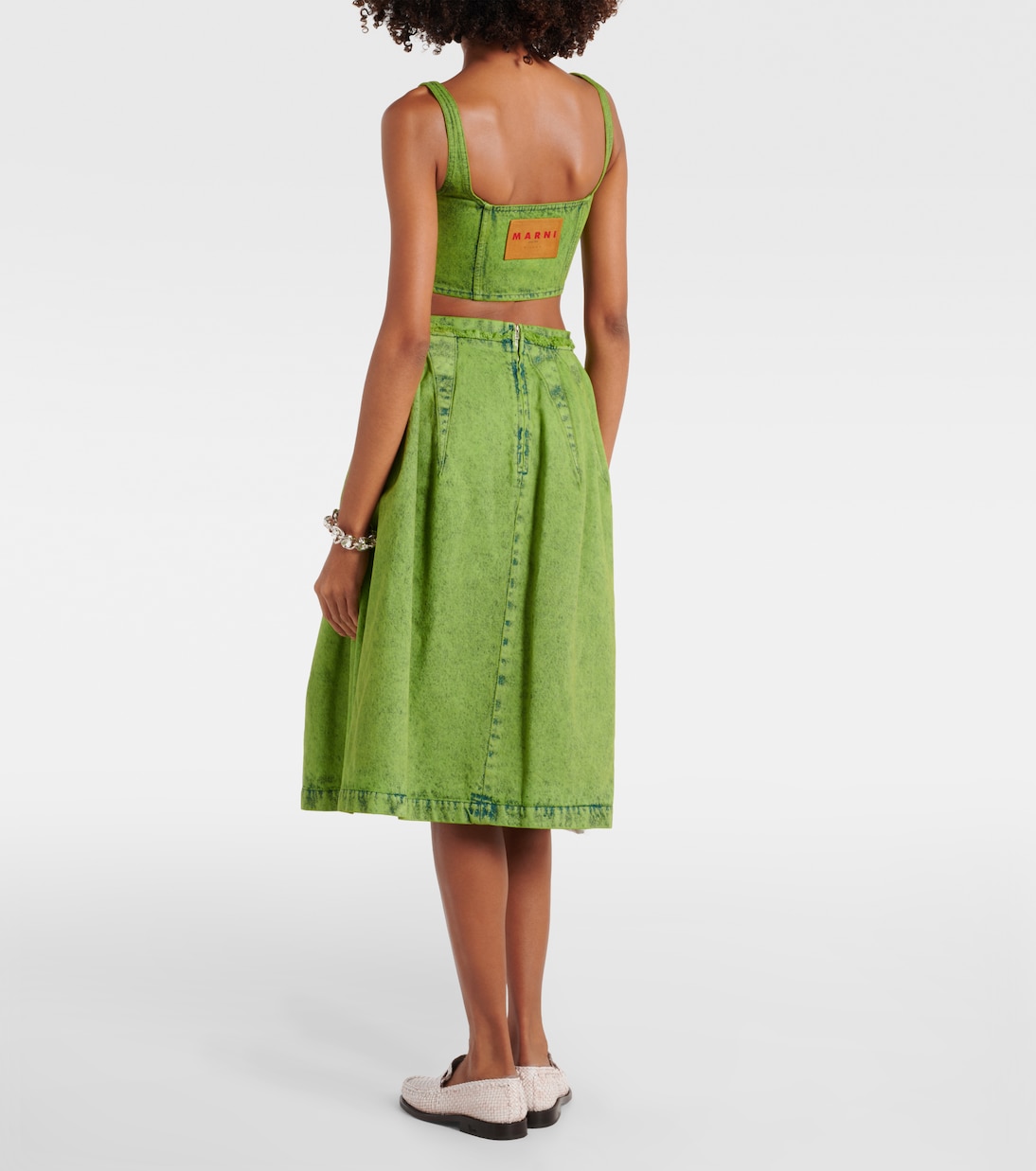 Pleated denim midi skirt | Marni