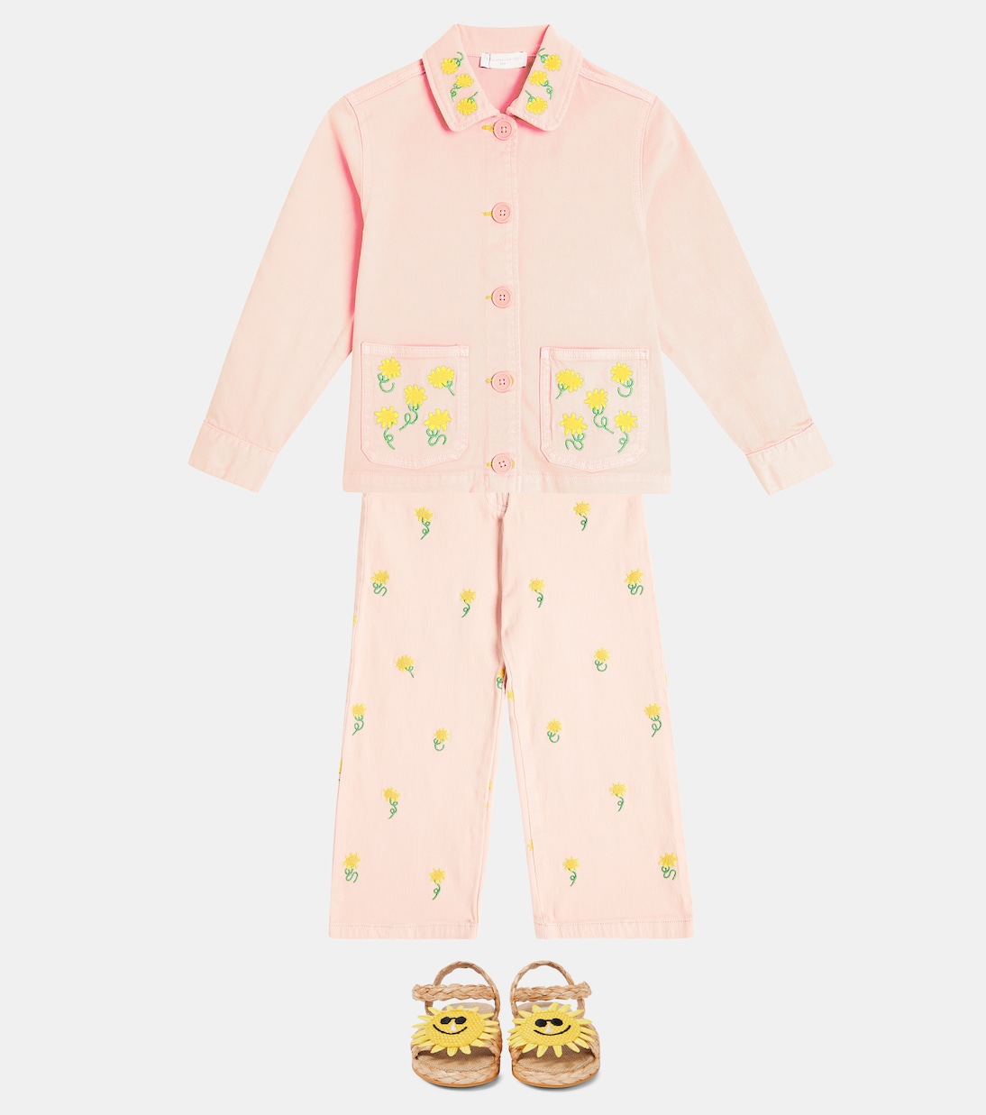Sunflower embroidered cotton pants | Stella McCartney Kids