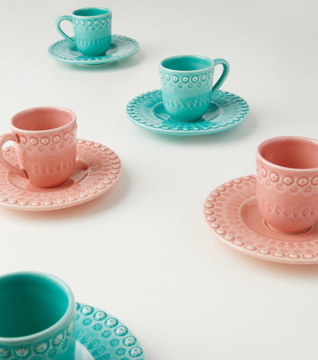 Fantasia set of 4 espresso cups and saucers | Bordallo Pinheiro