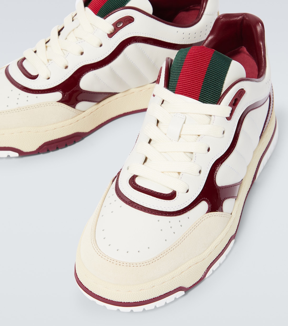 【関税＆送料込み】Gucci Re-Web Leather Sneakers White Re-Web grosgrain-trimmed leather sneakers | GUCCI
