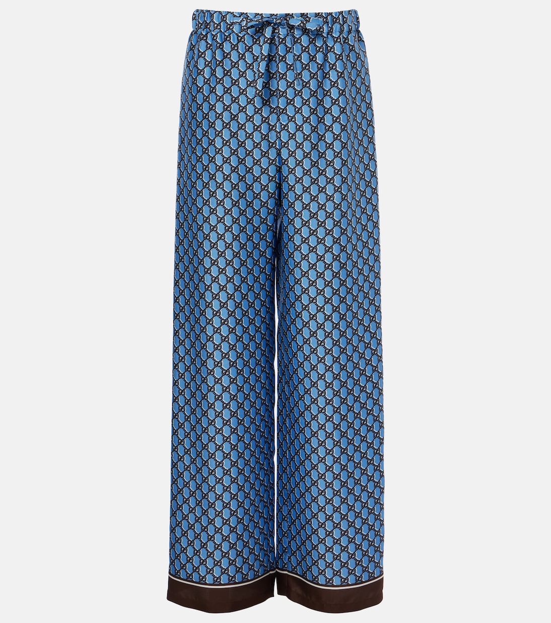 Pantalones Juveniles de Seda Gucci con Corte Amplio y Estilo GG