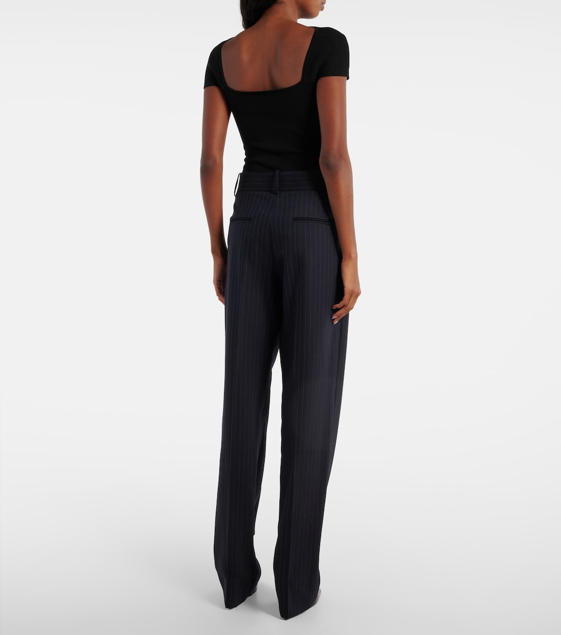 Pantaloni regular gessati Cambie a vita alta | Khaite