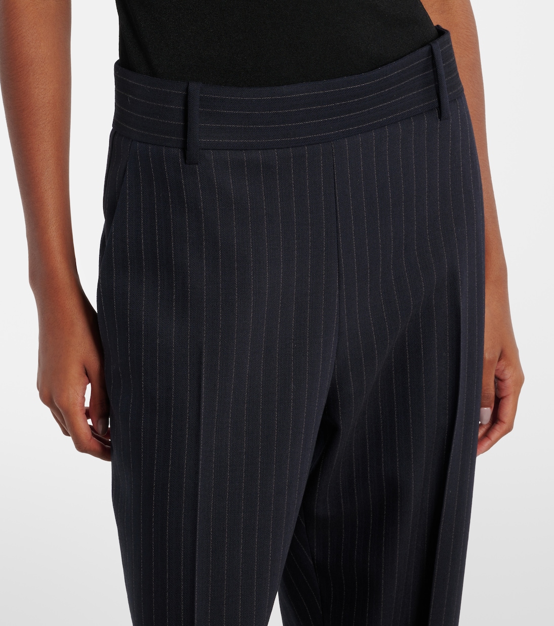 Pantaloni regular gessati Cambie a vita alta | Khaite