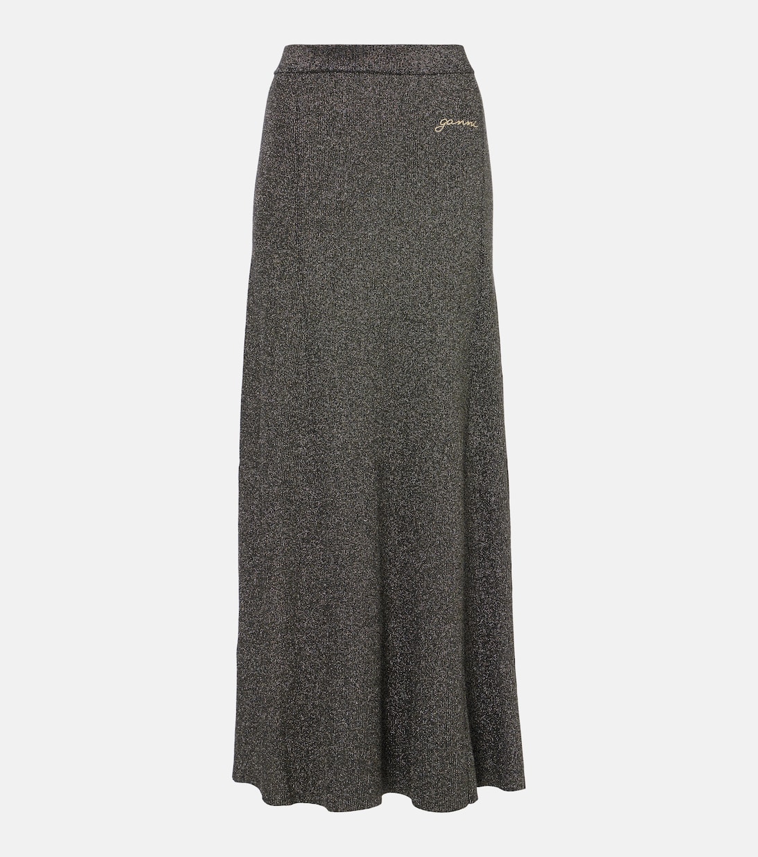 Gonna lunga in maglia a coste lamé | Ganni
