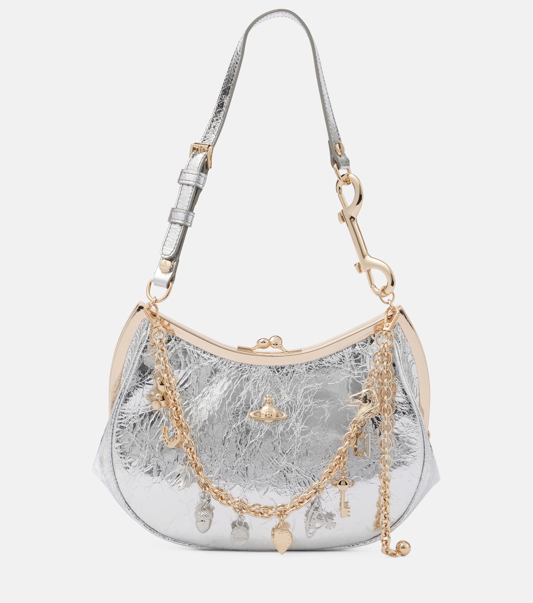 Schultertasche Charm Frame aus Metallic-Leder | Vivienne Westwood