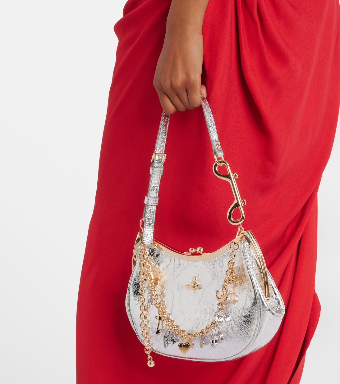 Schultertasche Charm Frame aus Metallic-Leder | Vivienne Westwood