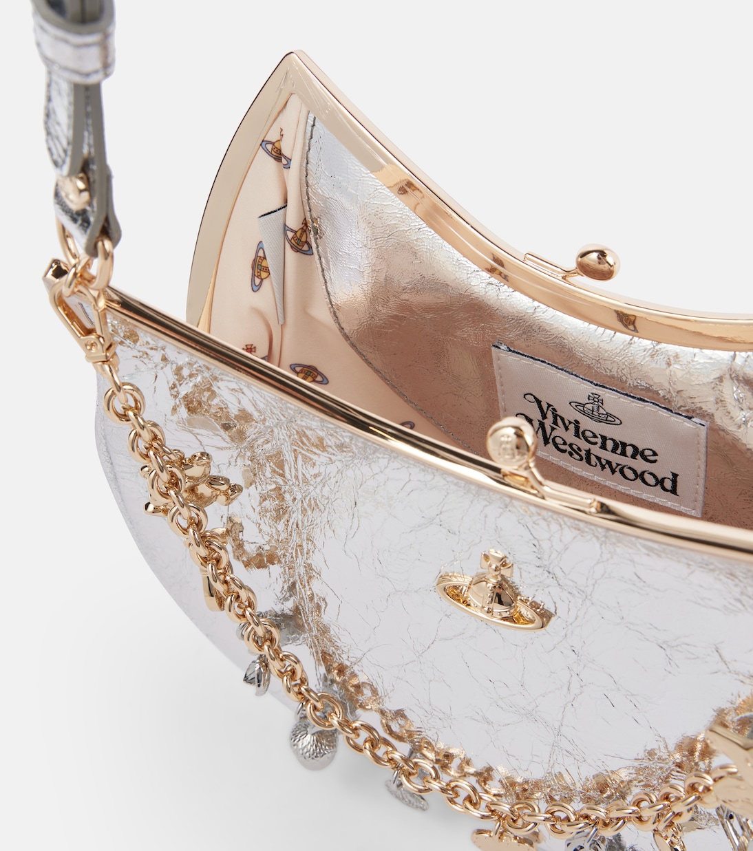 Schultertasche Charm Frame aus Metallic-Leder | Vivienne Westwood