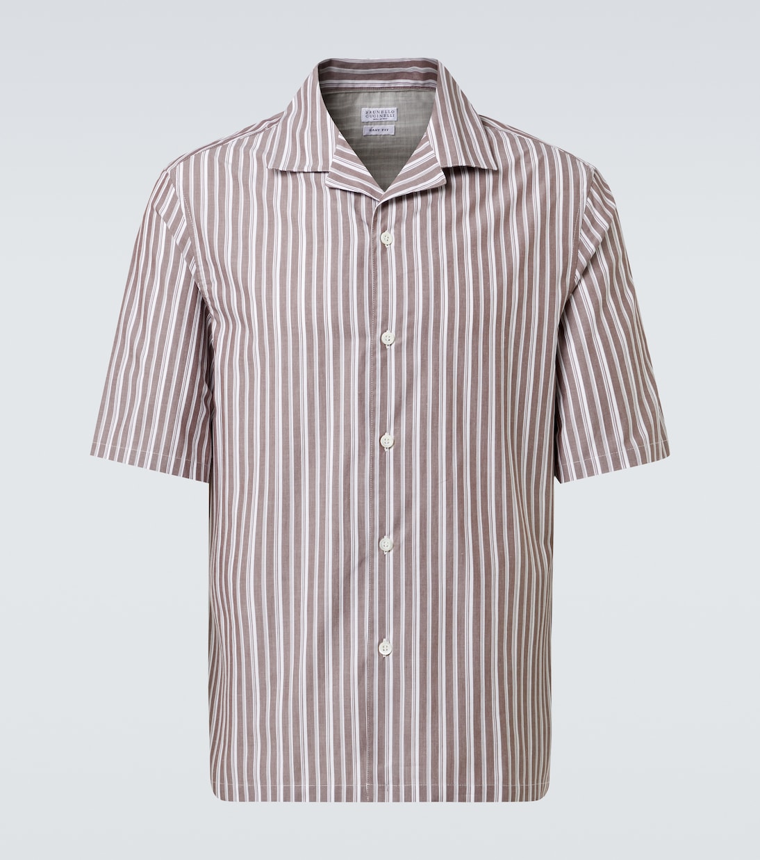 Camicia bowling in lino a righe | Brunello Cucinelli