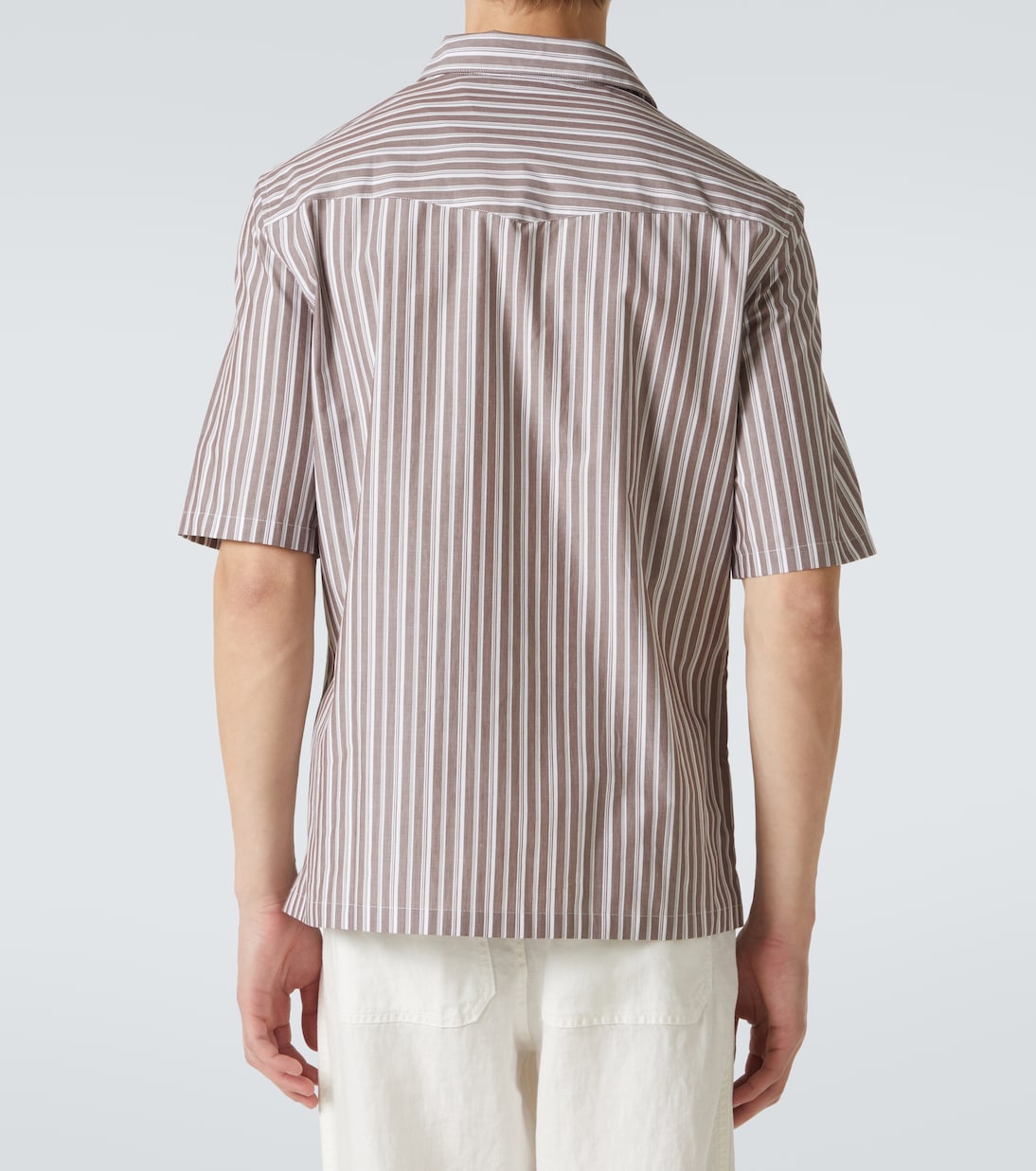 Camicia bowling in lino a righe | Brunello Cucinelli