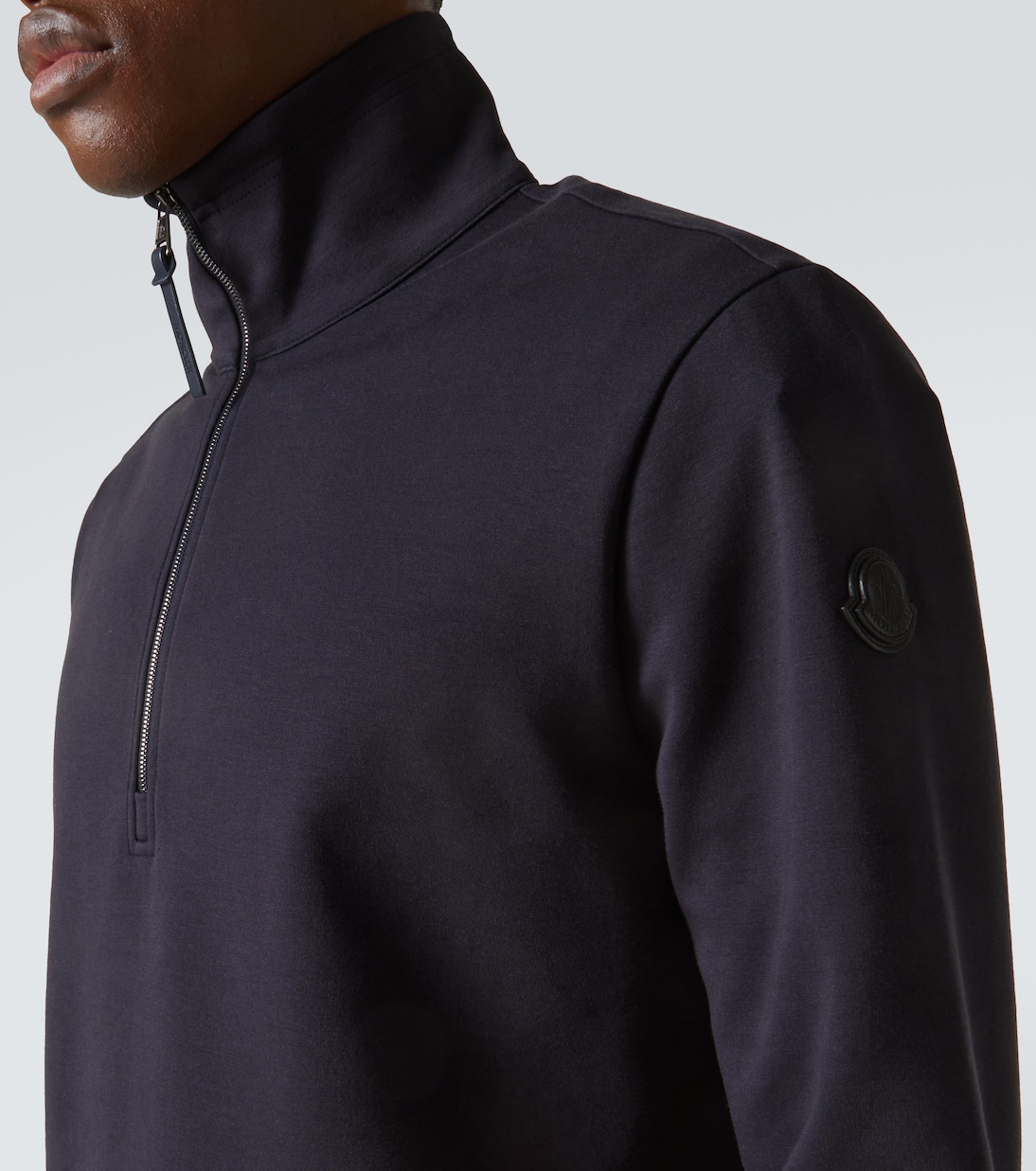 Jersey de mezcla de algodón con media cremallera | Moncler