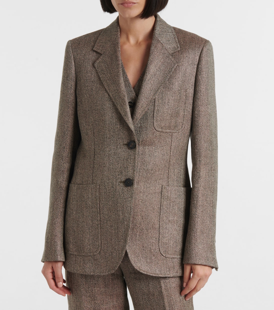 Eleanor chevron linen blazer | Loro Piana