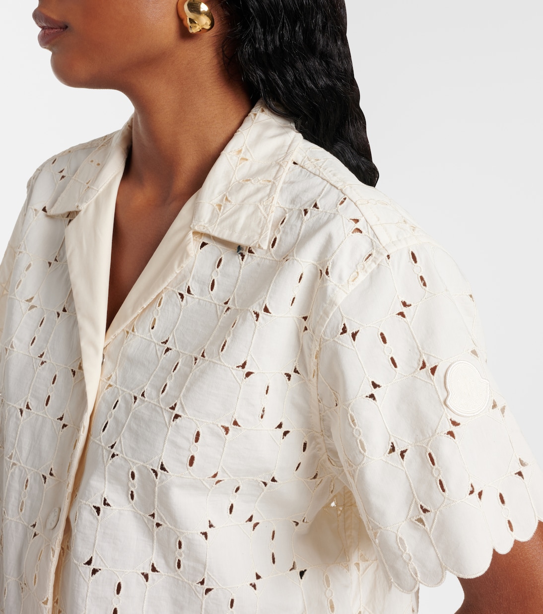 Camicia bowling in misto cotone sangallo | Moncler