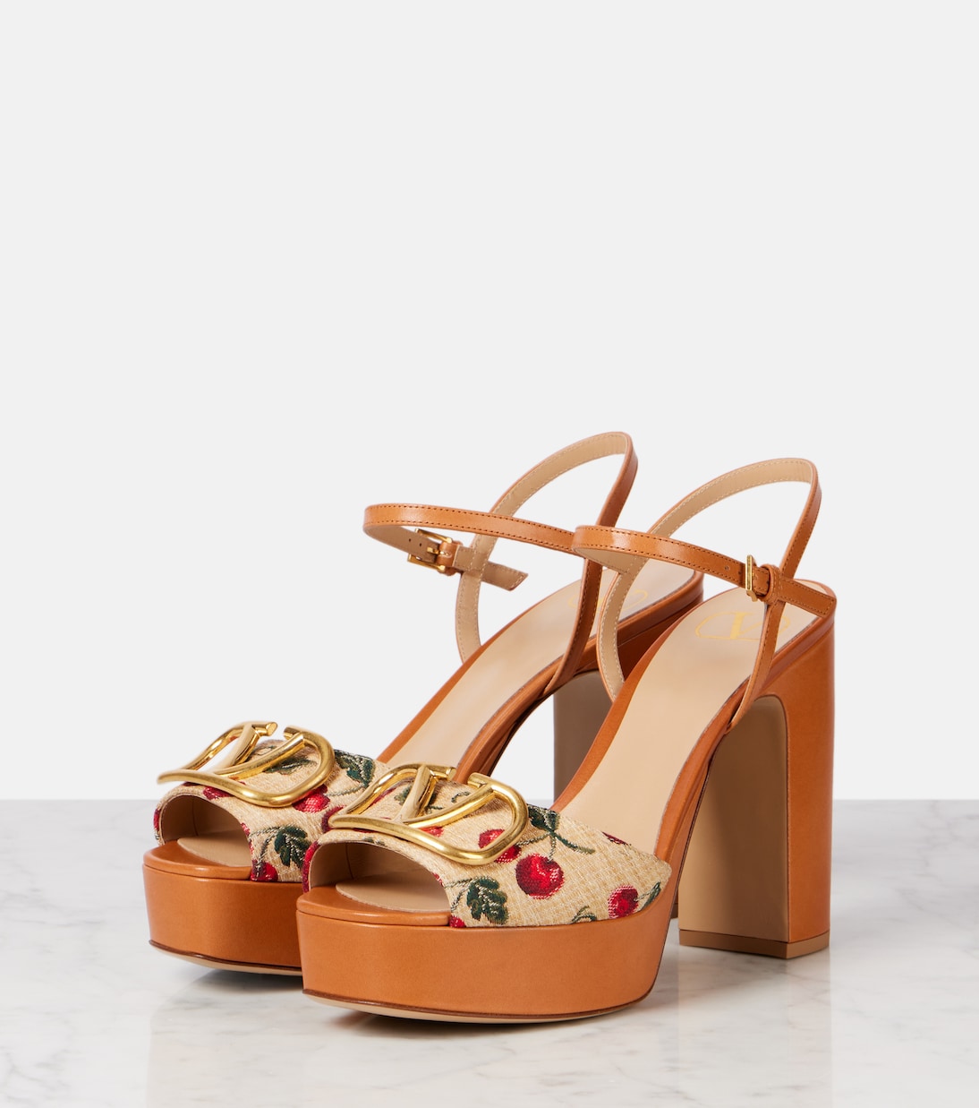 VLogo 115 raffia-effect platform sandals | Valentino Garavani