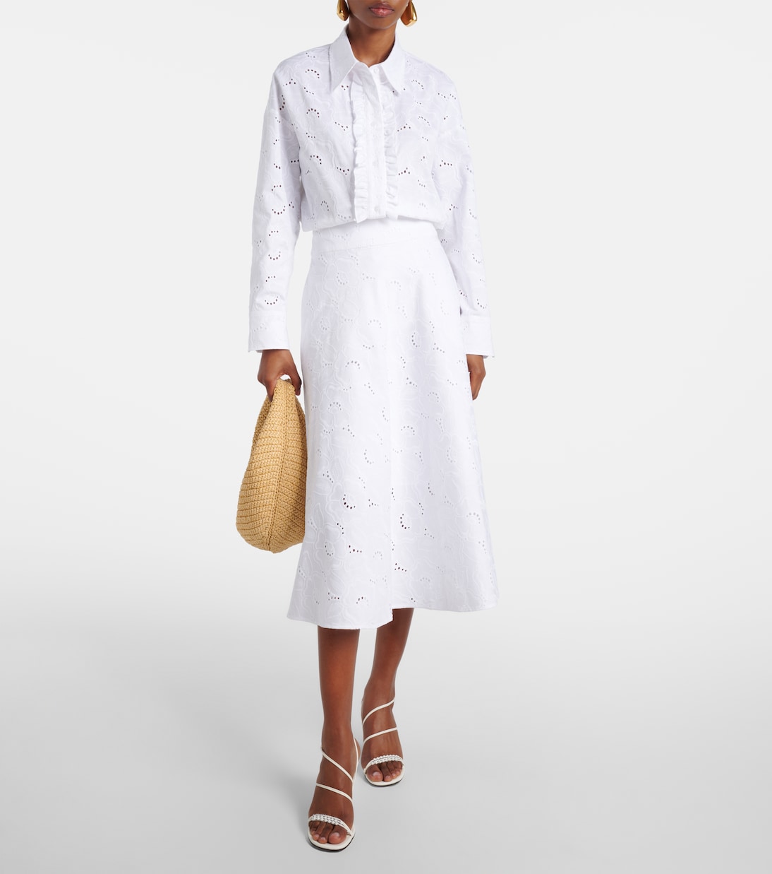 Falda midi Summer Blossom con bordado inglés | Dorothee Schumacher