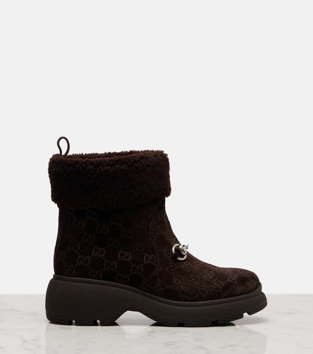 Ankle Boots Yaga GG aus Veloursleder | Gucci