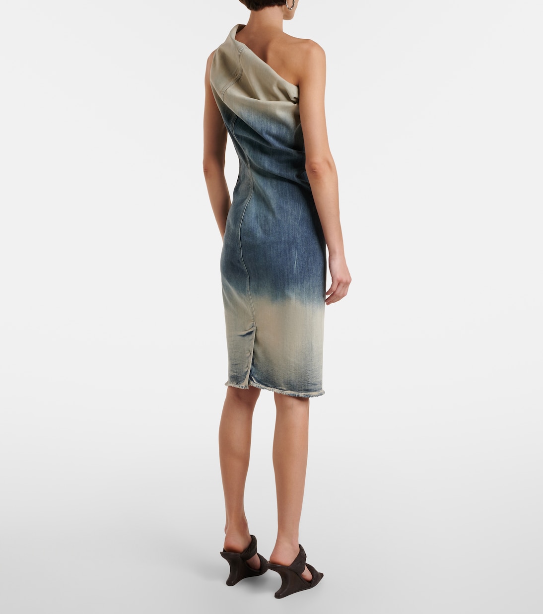 One-Shoulder-Midikleid Athena aus Denim | Rick Owens