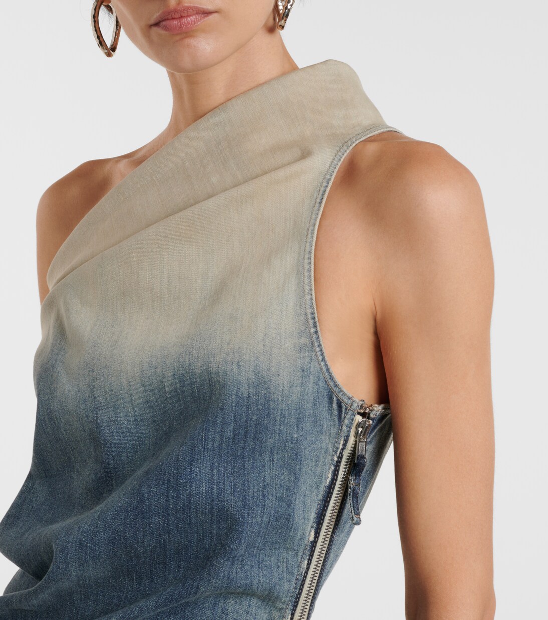 One-Shoulder-Midikleid Athena aus Denim | Rick Owens