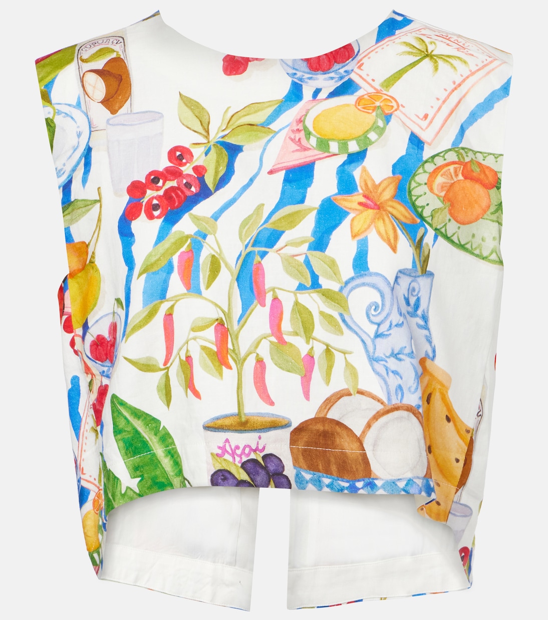 Printed linen-blend crop top | Farm Rio