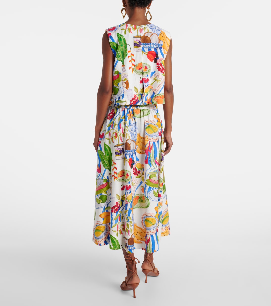 Printed linen-blend crop top | Farm Rio